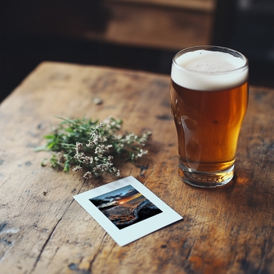 Polaroid Mockup with Beer Glass