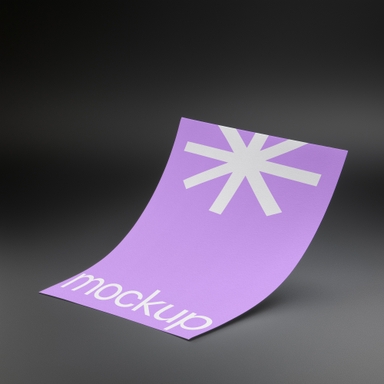Slightly Bent A4 Paper Mockup of Dark Surface