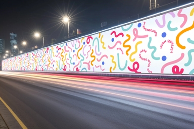 Blank Wall Mockup Along a Highway