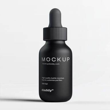 Dark Matte Gray Dropper Bottle Mockup
