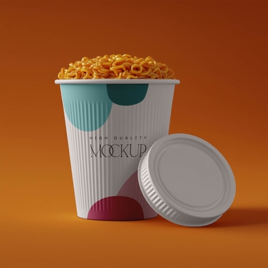Paper Cup Mockup with Noodles