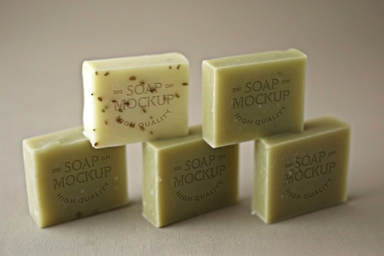 Five Soaps Mock-up Arranged on Each Other