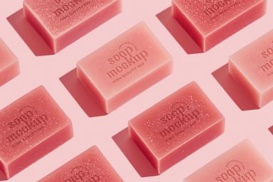Isometric Grid of Rose Soap Mock up