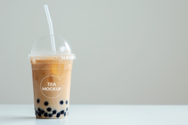 Transparent Boba Tea Takeaway Cup Mockup