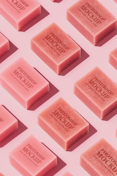Isometric Grid of Rose Soaps PSD Mock-up