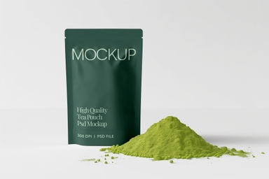 Matcha Tea Doypack Pouch Design Mockup
