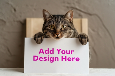 Cat with Paper PSD Mock up
