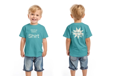 Russian Kid Presenting T-shirt Merchandise