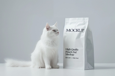 Tail Wagging Treats Premium Cat Food Bag Mockup