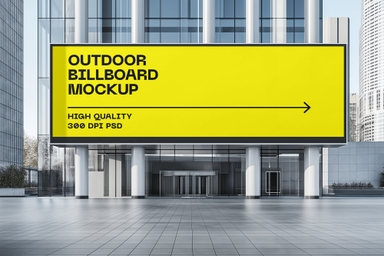 Prominent Building Entrance Billboard Mockup