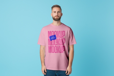 American Millennial Man Wearing Shirt Mockup