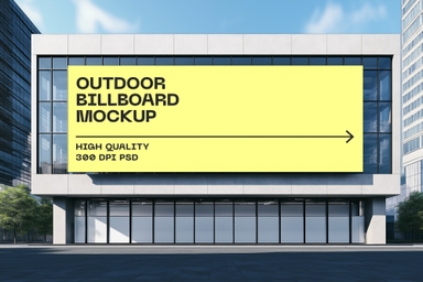 Gym Exterior with Large Billboard Mockup