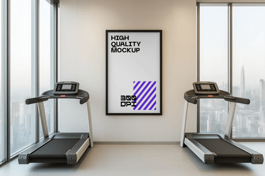 Vertical Frame Mockup on Gym Wall