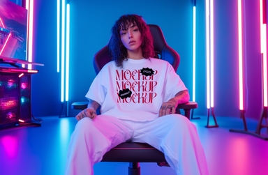 European Female Gamer Tshirt Mockup