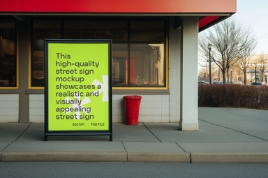 Restaurant Front Advertising Board Mockup