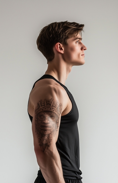 American Man Flaunting Bicep Tattoo Mockup
