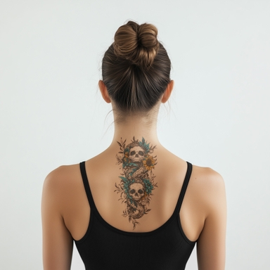 Women Back and Neck Tattoo PSD Mockup