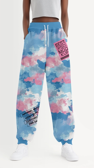 African Girl Presenting Dockstreet Baggy-Fit Sweatpants Mockup