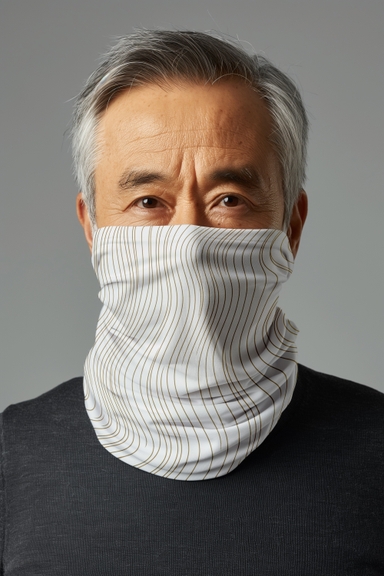 Adult Korean Man Wearing Bandana Mock-up