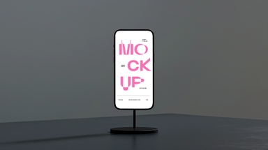 Smartphone Mockup Displayed on Circular Stand