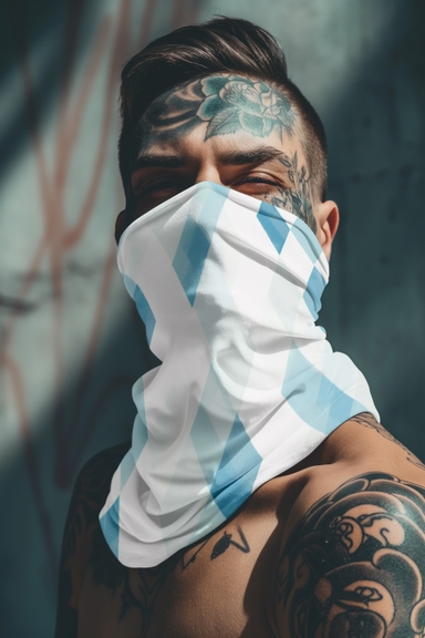 Tattooed Man Wearing Bandana Mockup