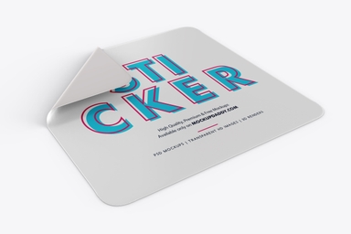 Square Adhesive Sticker Mockup