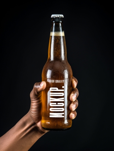 500ml Beer Bottle Mockup with Customizable Label