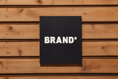 Vertical Sign Board Mockup on Rich Brown Wooden Surface