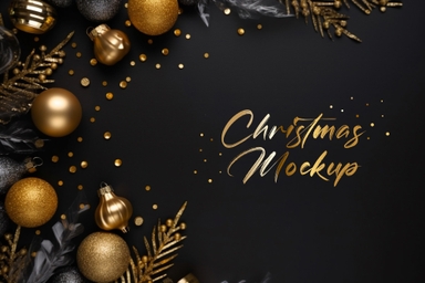 Christmas Copy Space PSD Mockup with Decor