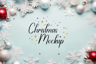 Premium Christmas Copy Space Mockup with Ornaments