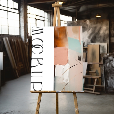 Full Size Vertical Canvas Mockup on Large Easel