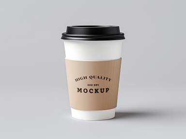 Customizable Coffee Cup Mockup on Gray Backdrop