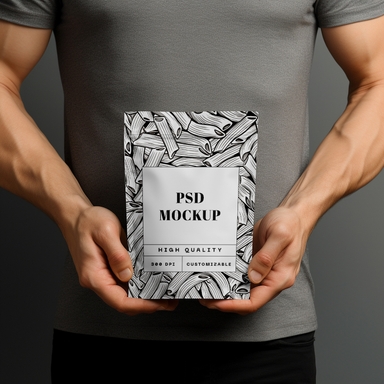 Muscleman Presents Pouch PSD Mockup Close-up View