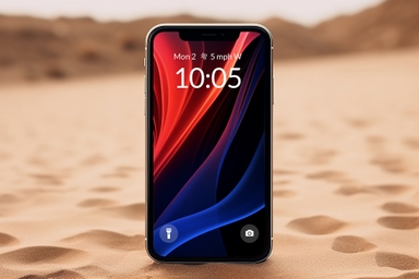 Phone Screen Mockup on Sand in Desert