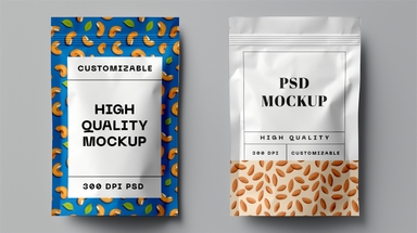 Zip Lock Plastic Pouch Mockup Front Back View