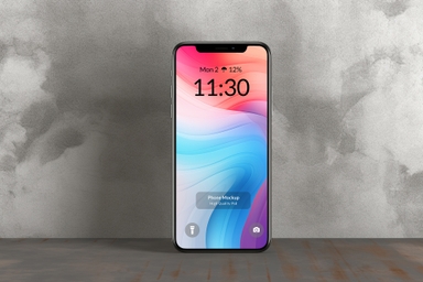 Smartphone Mockup on Light Wood Table