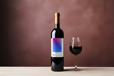 Wine Bottle and Clear Glass Mockup with Changeable Label