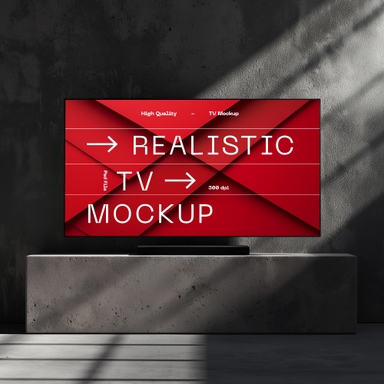 LED TV PSD Mockup on Cemented Surface in Sunlight