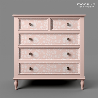 Customizable Wooden Chest of Drawers Mockup
