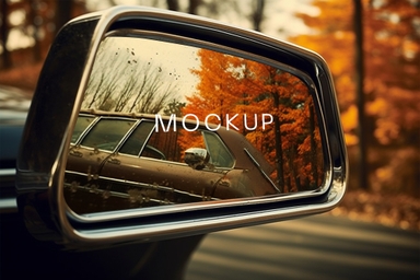 Customizable Black Car Side Mirror Mockup
