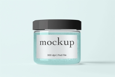 Clear Glass Cosmetic Jar Mockup with Customizable Labels