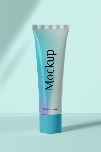 Standing Cosmetic Tube Mockup on Light Background