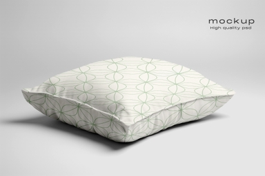 Square Feather Cushion Mockup on White Surface