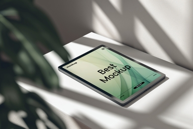 Digital Tablet Display Mockup on Desk