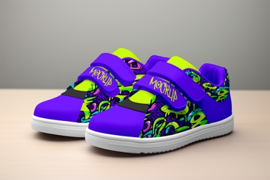 Pair of Kids Velcro Shoes Mockup