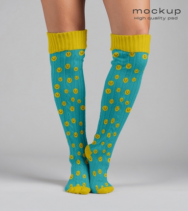 Woman Knee Length Socks Mockup