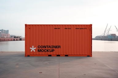 Storage Shipping Container Mockup on Edge of Sea