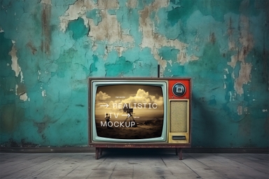 Old Fashioned Television Display Mockup