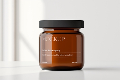 Customizable Amber Jar PSD Mockup
