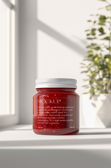 Jam Jar PSD Mockup with Customizable Label